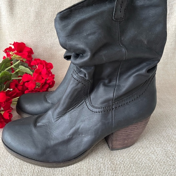 Steve Madden Women's Black Leather Trustee Slouch Ankle Boots Size 10 - Picture 4 of 10